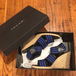 Cobalt Blue / Black Striped Espadrilles